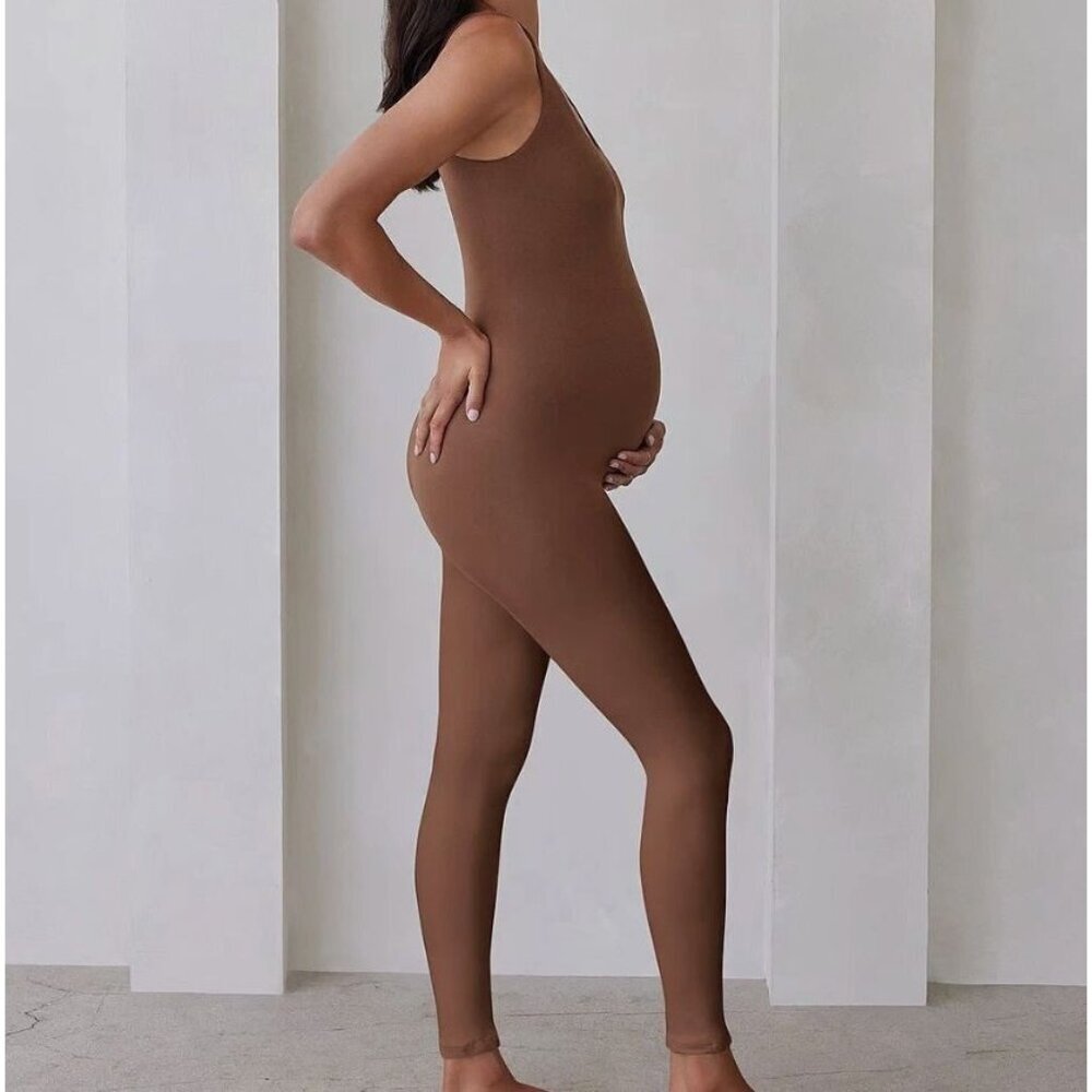 NWT Bumpsuit The Lucy Maternity Unitard Mocha Size L Brown